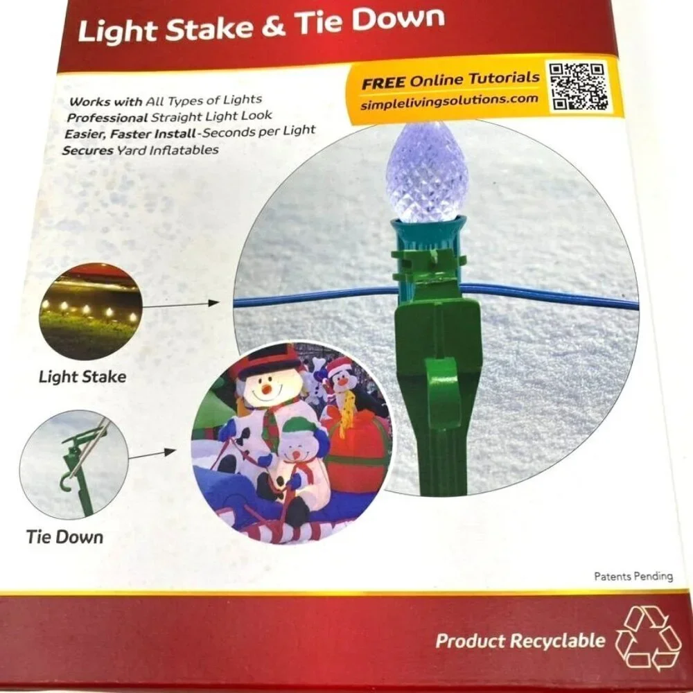 Simple Living Solutions 2-in1 Yard Stakes 20 Holiday Christmas Light Decor Tool